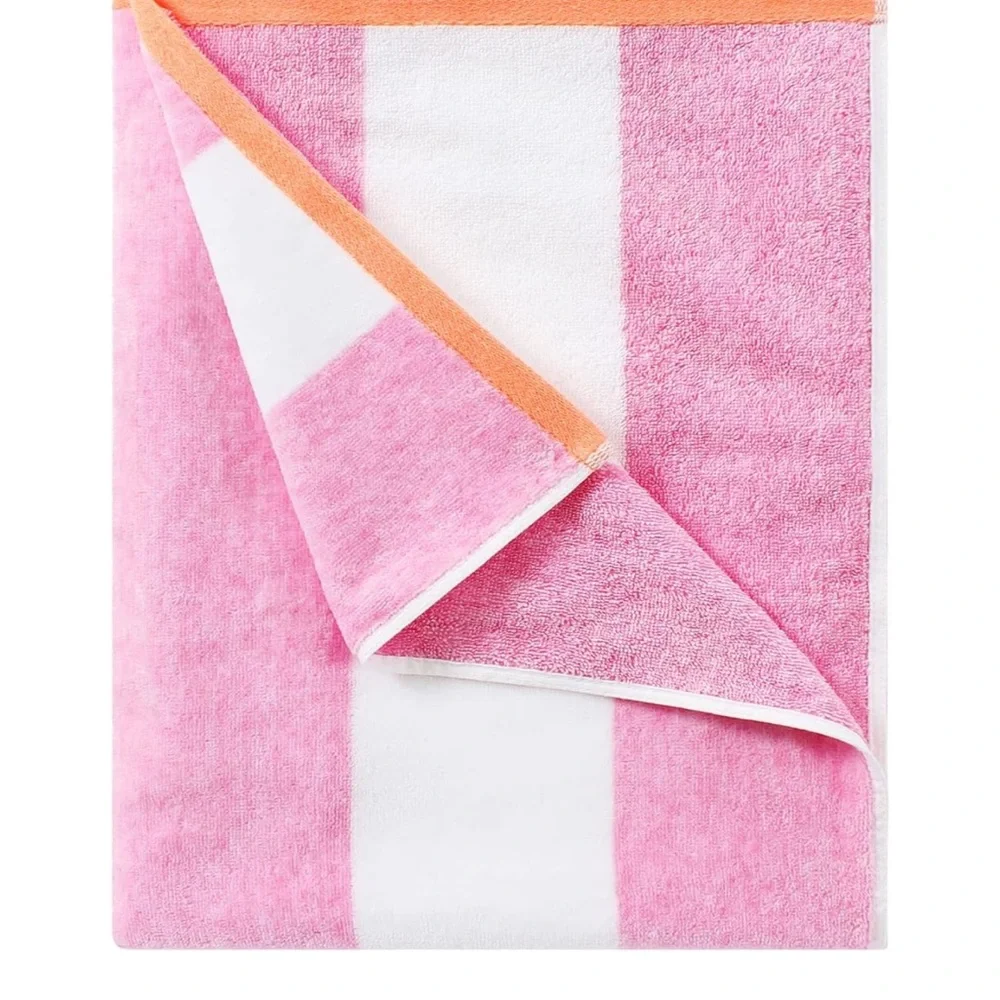 Cotton Soft Pink and White Striped Towel